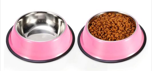 Pink Stainless Steel Dog Bowls