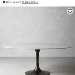 Williams and Sonoma Tulip Oval Pedestal Dining Table (70") Carrera marble top originally over &4k with white glove delivery   Now $2000