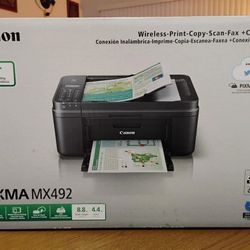 Canon PIXMA MX492 Black Wireless All-In-One Inkjet Color Printer - New; Sealed