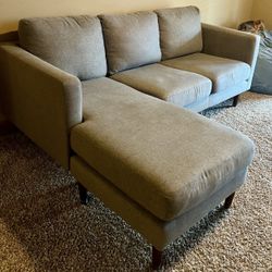 Gray Mid Century Modern 80” Sectional Sofa