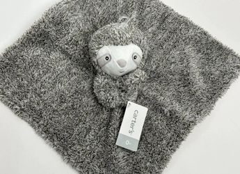 carters lovey baby security blanket plush toy gray Sloth