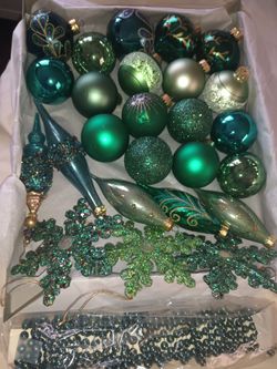 Green Teal Christmas Ornament ( 26 pc )