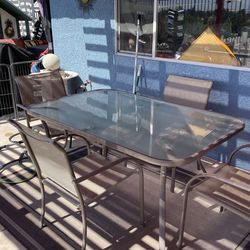Glass Top Picnic Table And Four Chairs