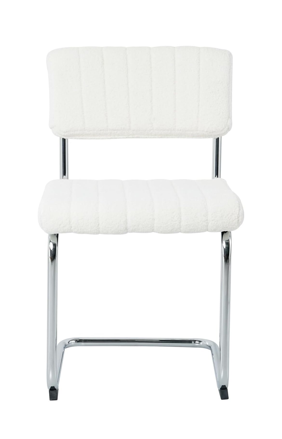 New in box Modern Simple Light Luxury Dining Chairs with Silver Metal Legs - Set of 4, White Bow-Back Student Chairs for Family Dining Room, Bedroom