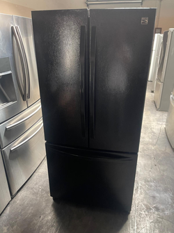 Kenmore 3‑Door Refrigerator, Black – Clean inside, Ready to go