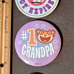 Retired #1 Grandpa Mid-Life Crisis Vintage Collectible Lapel Pin Button Pinback Lot Of 3 A-1