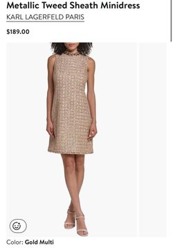 KARL LAGERFELD PARIS Metallic Tweed Sheath Minidress