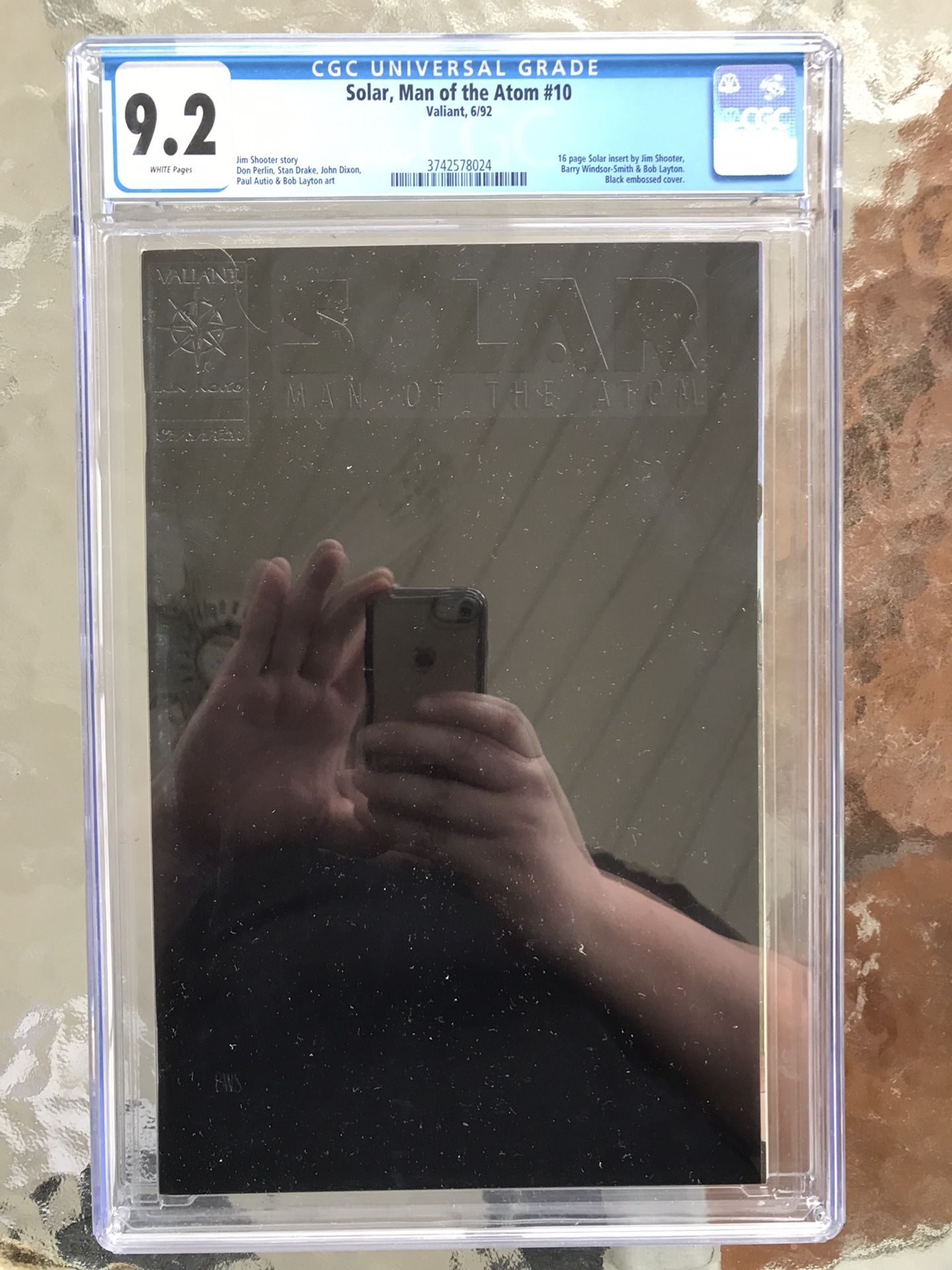 Solar, Man of The Atom #10 (1992) CGC 9.2 — White Pages; Black Embossed Cover