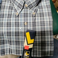 Men's Blue,/ Grey Plaid Shirt Size Medium Or Large