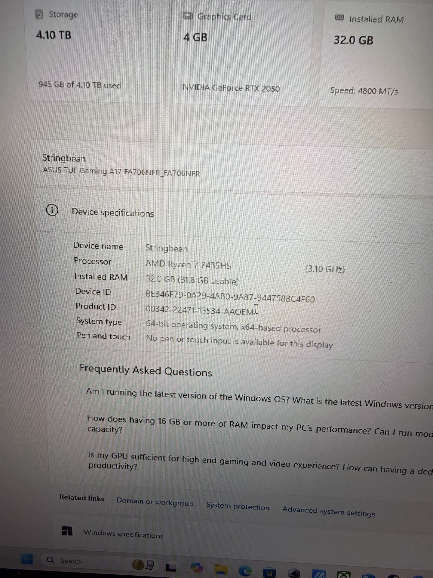 ASUS TUFF GAMING A17 Laptop