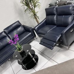 Power Recliner Sofa Set 💙 Dark Blue Color 