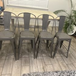 Set of 4 Metal Dining Chairs – $100