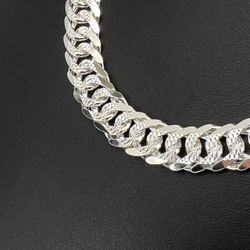 925 Sterling Silver Cuban Double Pave Necklace 81.30grams 9.5mm 165372 5