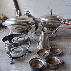 Vintage Silver-Plated Chafing Dish / Food Warmer W/ Oil Burner