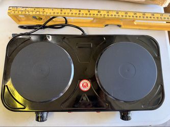 Electric Double Burner Hot Plate Countertop 2 Cast Iron Burners