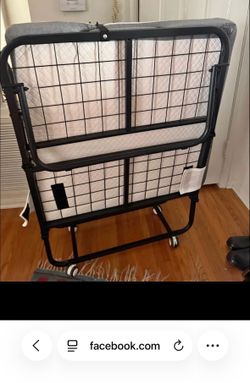 Cot Folding Bed with Mattress /Rollaway Cot w/ Metal Frame/ Portable Guest Bed on Wheels with Storage Cover