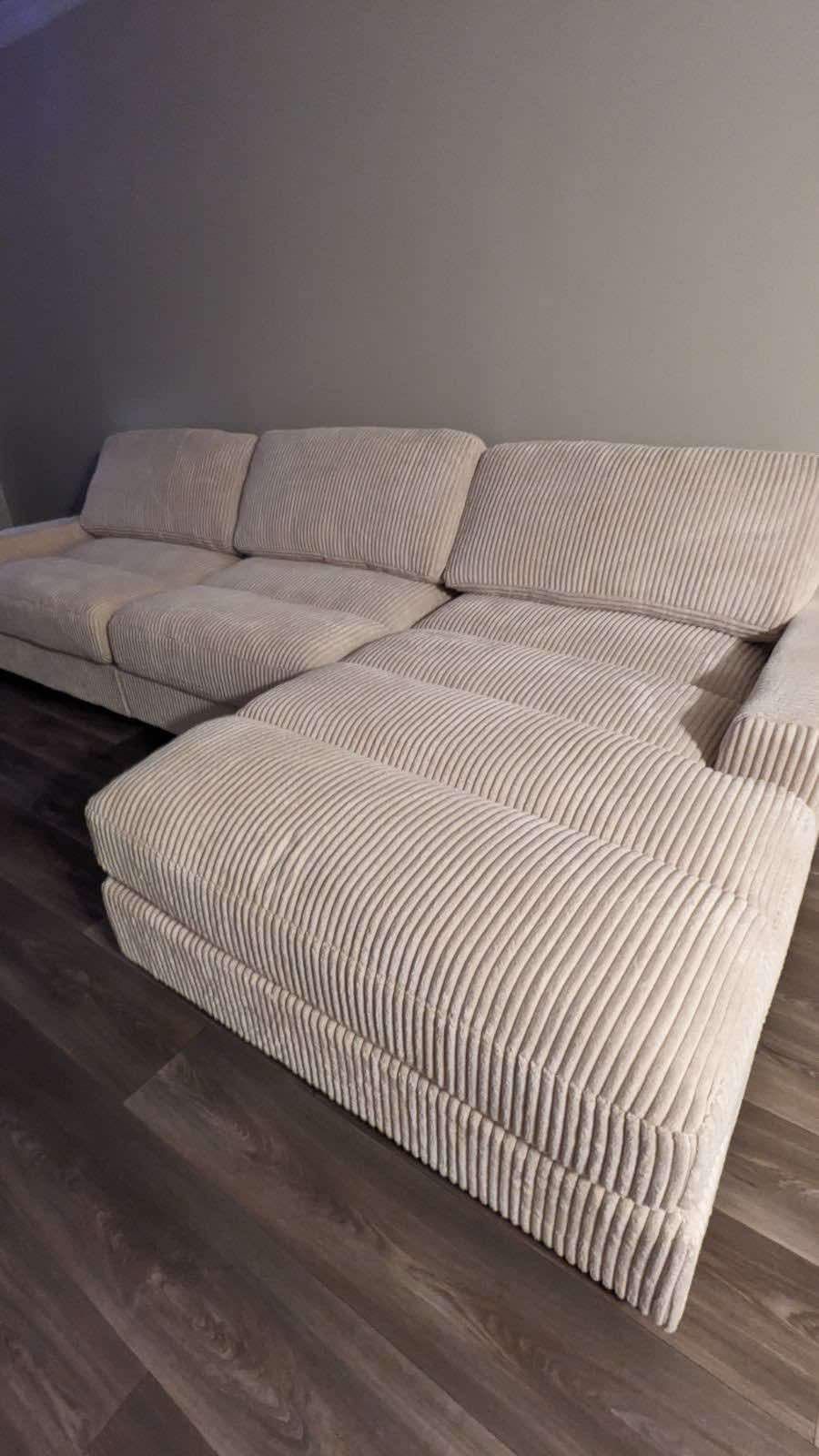 New 127x66 Corduroy Sectional Couch / Free Delivery