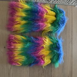 Fuzzy Rainbow Leg Warmers