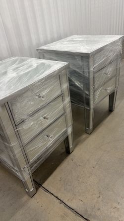 Glass mirror night stands