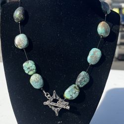 Hubei Turquoise Necklace With Sterling Silver Toggle Clasp