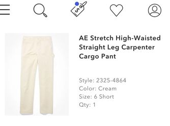 AE Stretch High-Waisted Straight Leg Carpenter Cargo Pant