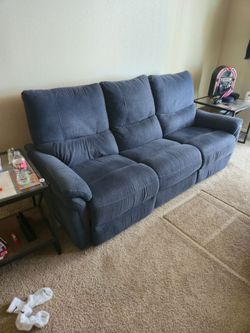 Blue Tri Power Fabric Couch