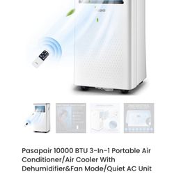 BEAT THE HEAT!!! Pasapair 10000 BTU 3-in-1 Portable Air Conditioner/Air Cooler w/ Dehumidifier&Fan Mode