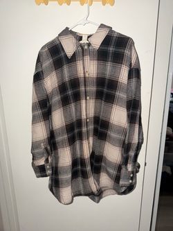 h&m brown oversized flannel- L