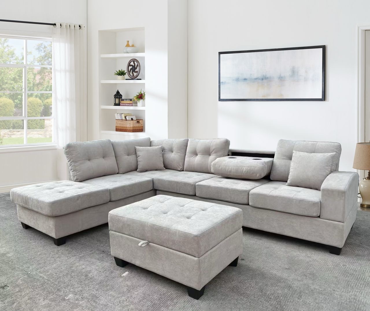 Sectional Sofa with Pillows 
