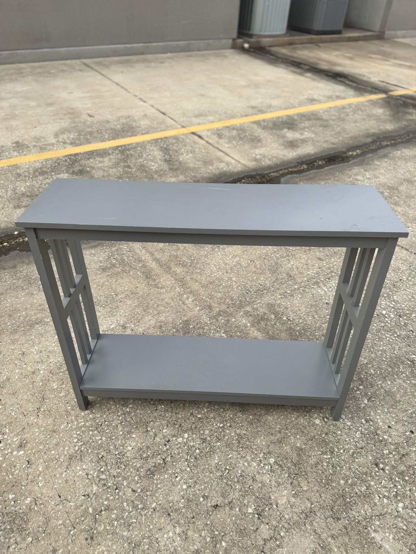 Gray Wood Entry Console Table with Bottom Shelf