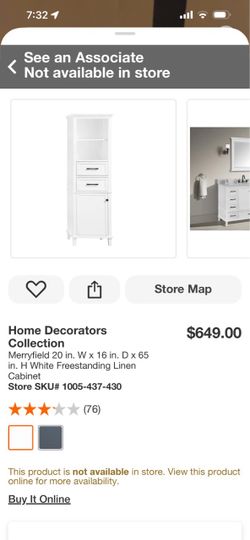 Home Decorators Collection Merryfield White Linen Cabinet