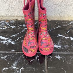 Size 8 Rain Boots, Dinosaurs, Pink