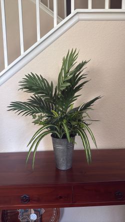Modern Artificial Tropical Plant in Metal Planter