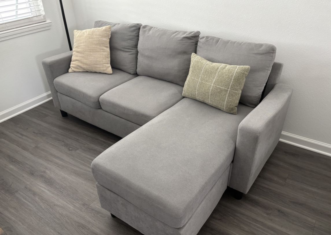 Gray convertible sectional sofa couch