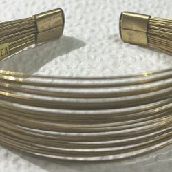 Gold Tone Wire Stoned Cuff Bracelet