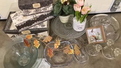Crystal Dishes + Decor  Bonus Donuts Pans + Pottery