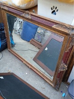 Large Ornate Gold and Red Wall Mirror