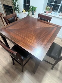 Solid Wood counter high Dining Table with 4 Chairs
