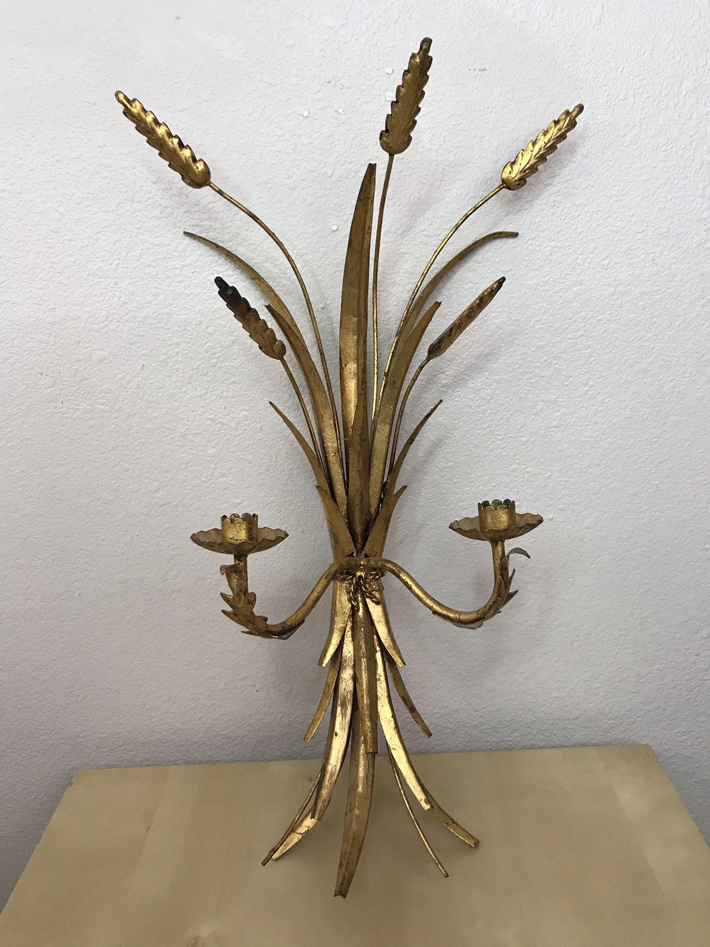 Gold Vintage Metal Wall Candle Holder Sconce