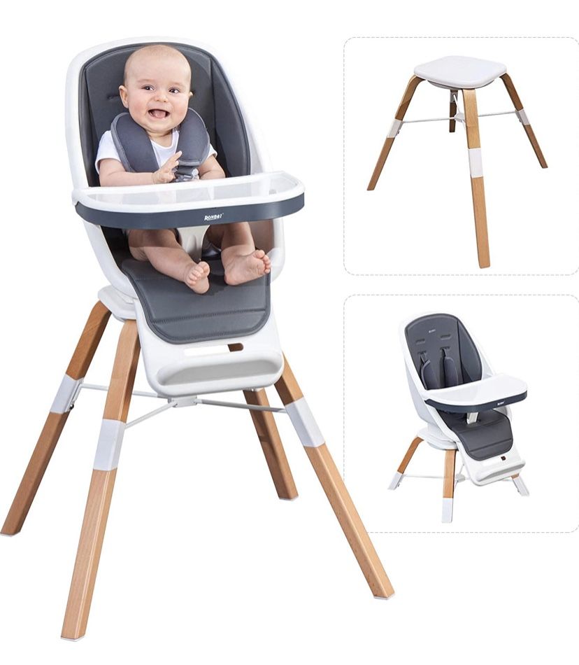 Baby High Chair,3-in-1 High Chair,Baby Wooden High Chair with Removable Tray,High Chair for Infants to Toddler, Adjustable Feeding Chairs for Babies/