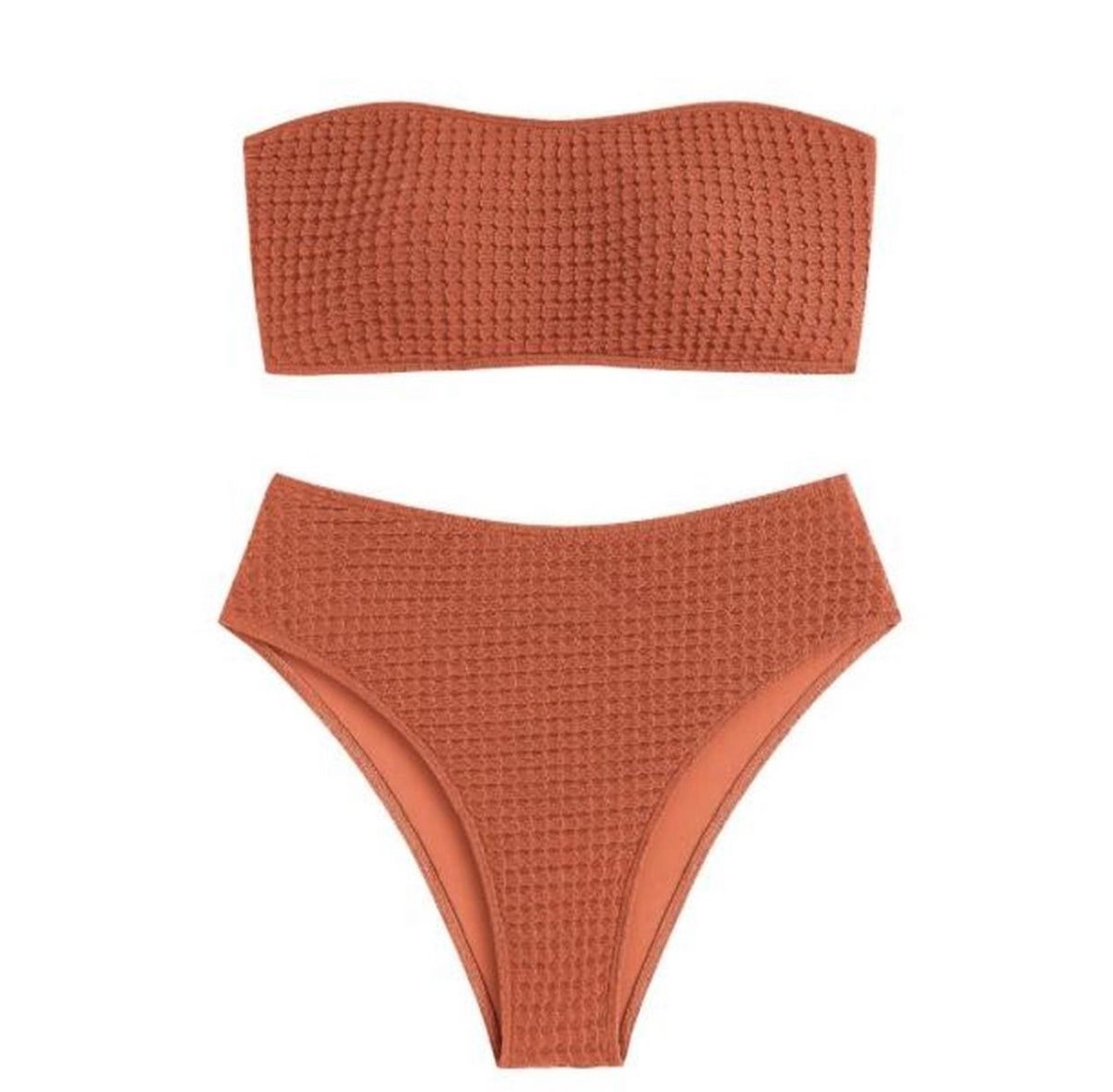 Zaful Textured Bandeau Bikini Set