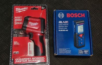 Brand New Bosch Laser Measure + Milwaukee Infrared Temp Gun Bundle