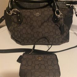 Coach Purse With Matching Wristlet In Great Condition 