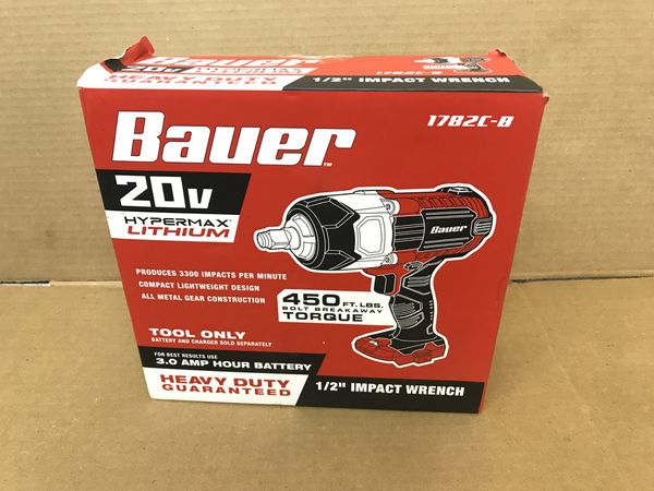 Bauer 1782c-b impact drill 1/2” impact wrench 450 ft lbs torque for