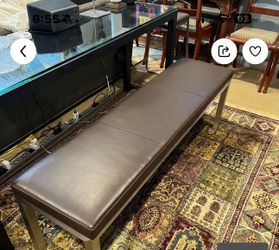 Room & Board Parsons Bench. Metal Base With Faux Leather Seat 58”X 15”X 18”h