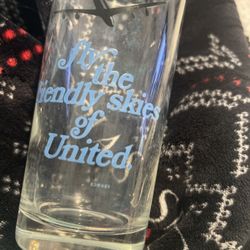 Vintage fly The Friendly Skies Of United Clear Glass 