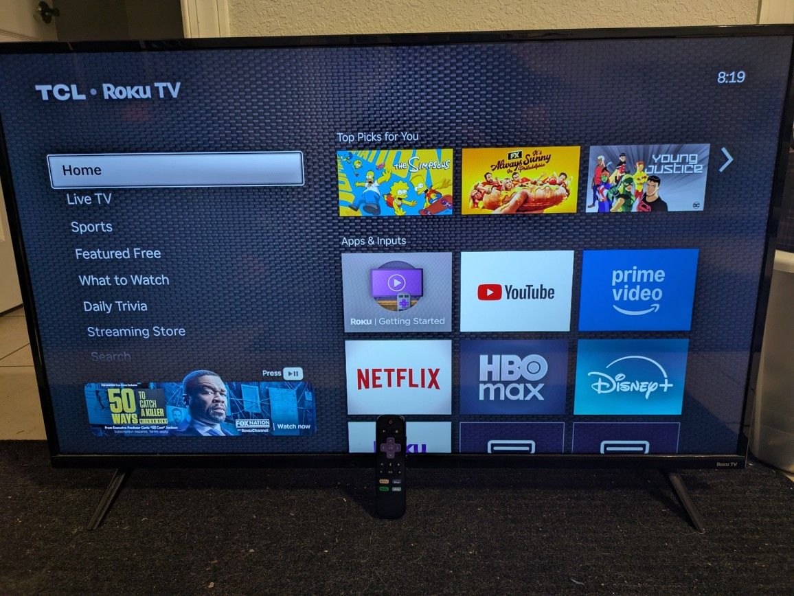 43" 4k HDR TCL TV with Roku