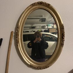 Vintage Ornate Gold Oval Mirror - French Provincial Style