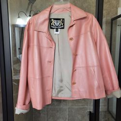 St. John Women's Pink Leather Jacket Medium / Made In Italy