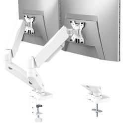 WALI Dual Monitor Stand, Adjustable Gas Spring Arm VESA Mount for 2 Monitors up to 32 Inch,19.8lbs Capacity (GSMP002W), White by WALI